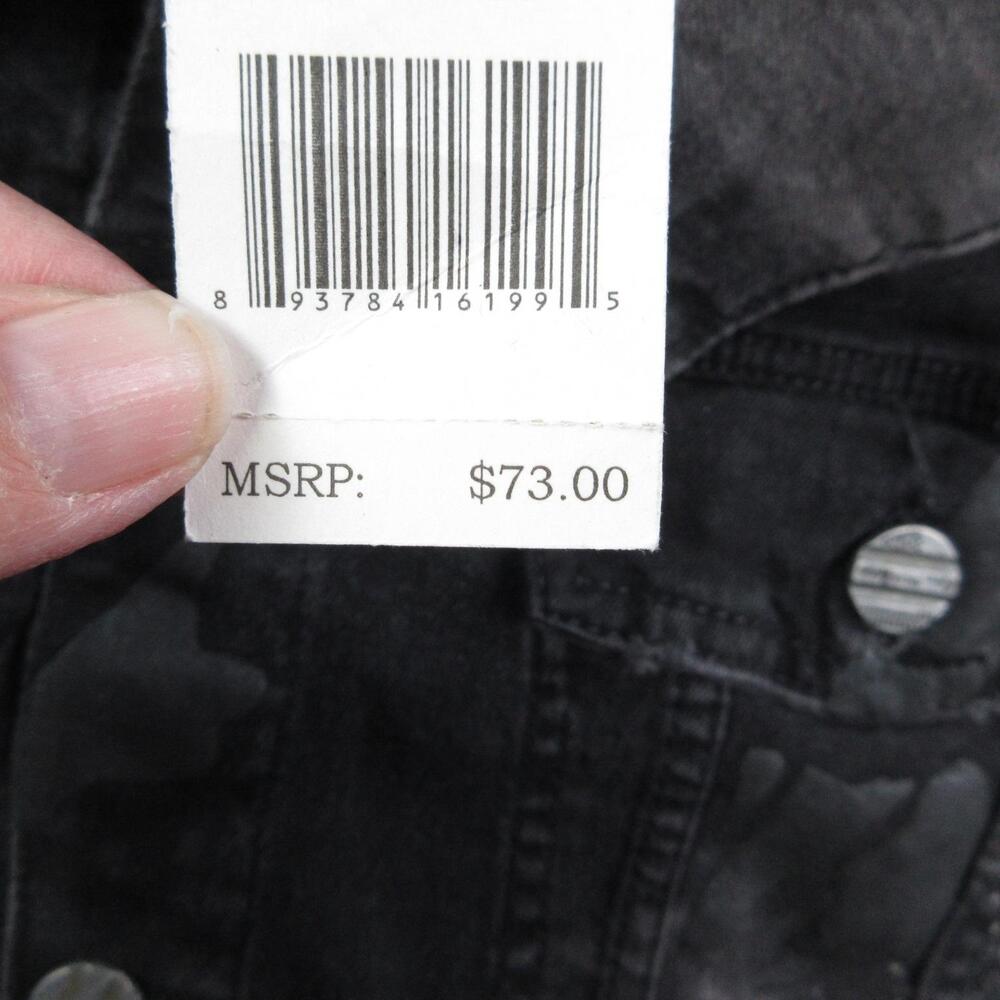 FWRD Denim Jacket Mens XL Black Biker Collared Pockets Stretch Button Tags NWT - Picture 8 of 16